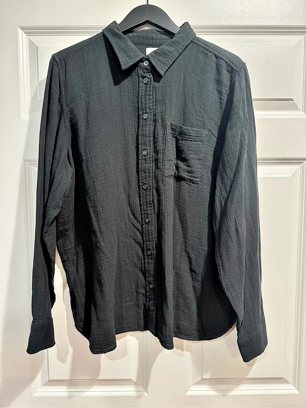 J.Crew Factory Classic Double-Gauze Shirt Woman’s Black XXL NWT